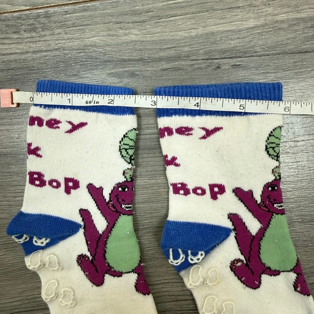 Vintage 1990s Barney & Friends Baby‎ Bop Blue White Gripper Socks • Kids